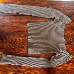 Free People Taupe Ribbed Turtleneck Sweater